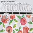 thumbnail image 5 of Peach Shower Curtain, Watercolor Fruits Shower Curtain for Bathroom Waterproof Fabric Green and Pink Shower Curtain Set with Hooks, 72x72 Inch, 5 of 6