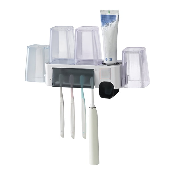 Soporte para cepillos de dientes multifuncional, sin perforaciones, para montaje en pared, ahorra espacio y ahorra espacio.