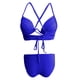 thumbnail image 4 of Traje de baño de 2 piezas para mujer, trajes de baño para mujer, traje de baño de mujer, bikini de color liso con aberturas, 4 of 4