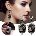 thumbnail image 3 of CILENON Women Women Earring Vintage Bat Oval Dangle Huggie Earrings Halloween Party Jewelry Gift Black (Black,One Size), 3 of 6