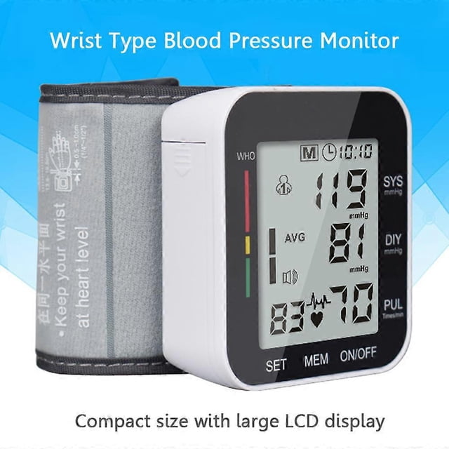 Electronic Blood Pressure Monitor Smart Wrist Blood Pressure Monitor Large Digital Display English White No Voice