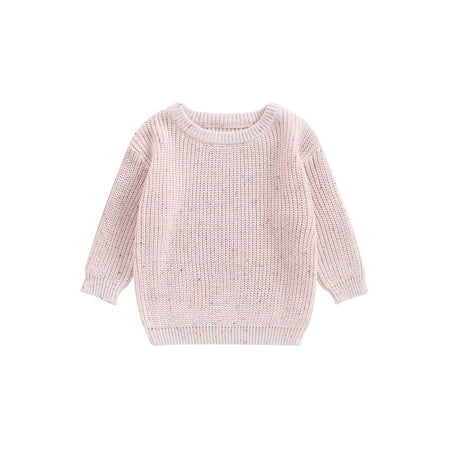

Diconna Toddler Baby Girl Sweater Cute Polka Dot Print Long Sleeve Round Neck Knitted Pullover Kids Jumper Top Pink 3-4 Years