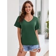 thumbnail image 5 of DODOING Women's V Neck T Shirt Rolled Sleeve Side Split Tunic Tops Casual Summer Tee Shirts, 5 of 8