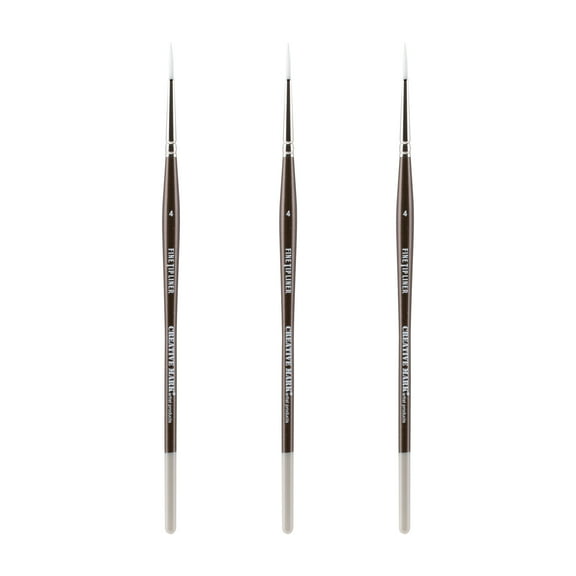 Creative Mark Fine Tip Liner Paint Brush Ultra Fine Detail Soft Hair Paint Brush For Watercolor, Gouache, Inks, Acrylic, Oils, Technical Artists, and Illustrators - [Size 4 - 3 Pack]