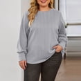 thumbnail image 6 of Jalioing Plus Size Shirts for Women Oversized Long Sleeve Crew Neck T Shirt Casual Fashion Texture Blouses, 6 of 7