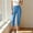 Light Blue, variant on Women's Denim Capri Jeans Pull On Skinny Jeggings with Side Slit Pockets Stretch Mid Rise Regular Plus Size XL