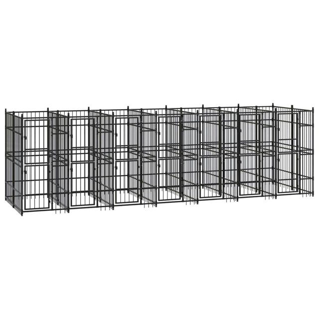 vidaXL Chenil Extérieur pour Chien en Acier 12,9 M2