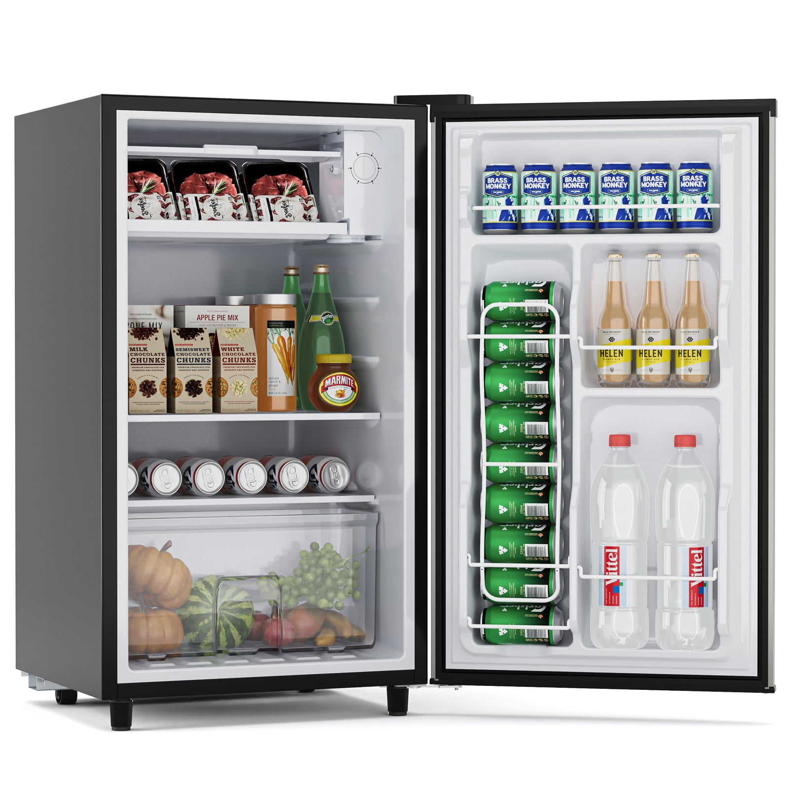 CONCETTA 3.2 Cu. ft. Single Door Mini Refrigerator with Freezer, Adjustable Thermostat Control for Dorm, Office, Apartment, Silver