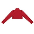 thumbnail image 4 of Venjoe Kids Girls Mock Neck Long Sleeve Athletic Sports Gymnastics Crop Top Ballet Dance Fitness T-Shirt Sportswear Red 10, 4 of 7