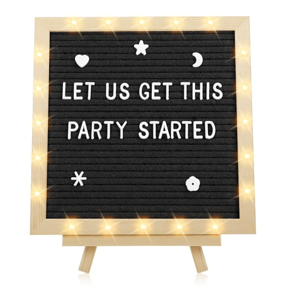 Pizarra de fieltro Aulock con luces LED de 25 x 25 cm con 450 letras