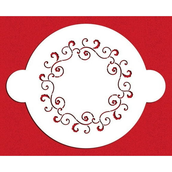 Designer Stencils C558 Leafy Scroll Cake Stencil Top, Beige/semi-transparent