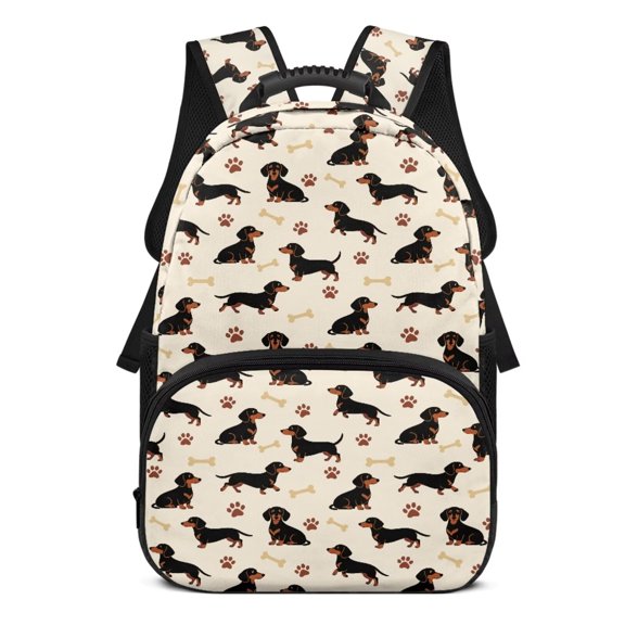 Garronmavis Cute Dachshund Print 17-inch Kids Elementary School Backpack, Large Capacity Durable Multi-Pocket Design, Suitable for Boys Girls Daily School Travel Outdoor Activities
