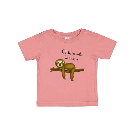 

Inktastic Chillin With My Grandpa Cute Sloth Gift Baby Boy or Baby Girl T-Shirt