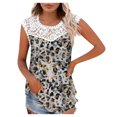 thumbnail image 1 of Camiseta sin mangas de encaje con estampado de mujer Camiseta sin mangas de empalme de cuello redondo Camiseta ligera y cómoda delgada OAVQHLG3B Store  lin121212, 1 of 5