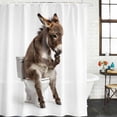 thumbnail image 2 of Donkey Sitting on The Toilet Thinking Bathroom Shower Curtains with Hooks, Abstract Funny Animal Waterproof Fabric Washable Shower Curtain for Home Hotel Bathtub Decor 60x72 Inch, 2 of 9