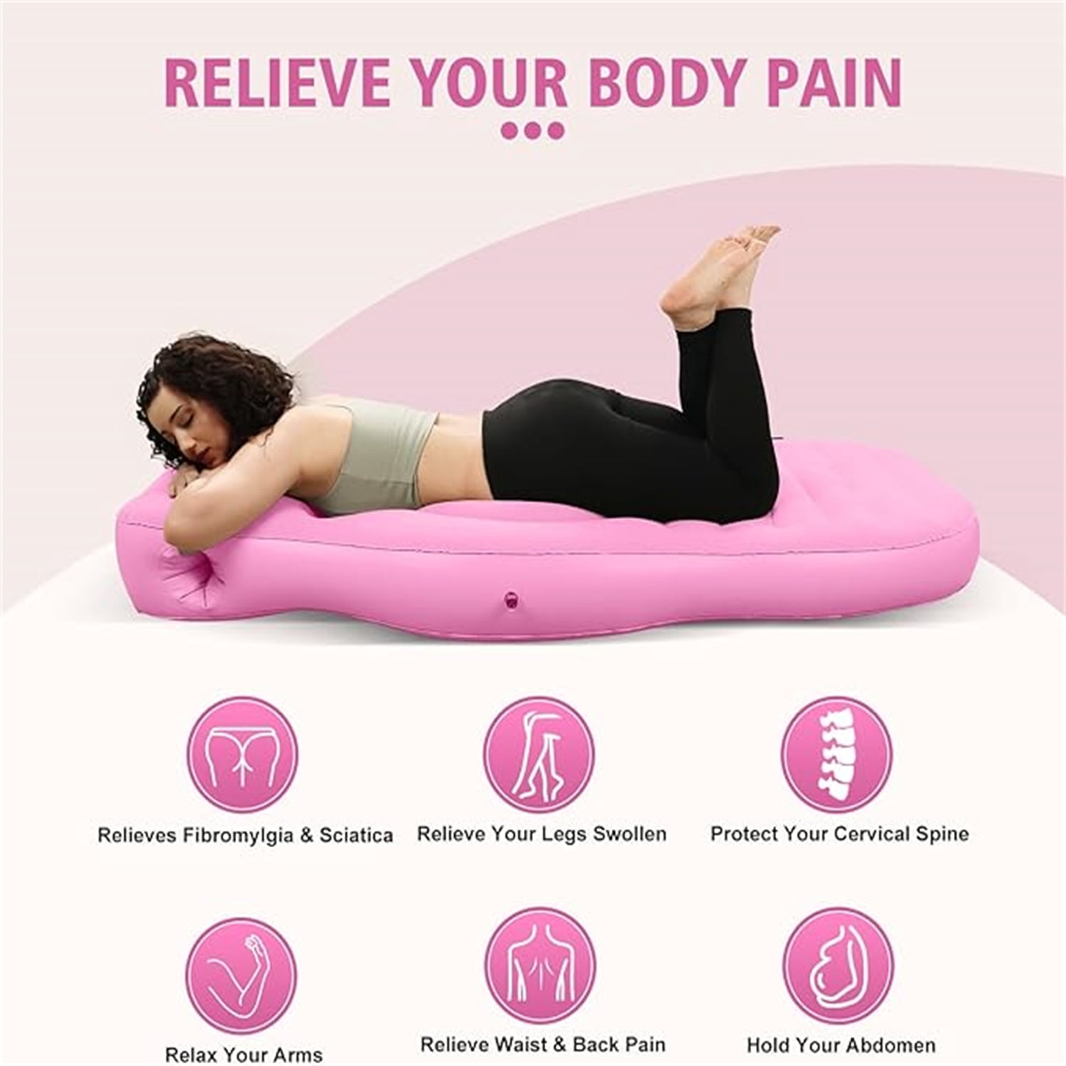 Inflatable Full Body Pregnancy Pillow, Full Body Maternity Airbed with Belly Hole for Comfort – Best Prone Sleeping Support for Pregnant Women – Portable, Adjustable & Travel-Friendly, Pink