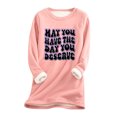 thumbnail image 2 of Titcea Fleece Pullover Women Letter Print Thermal Long Sleeve Crew Neck Sweatshirts Comfort Warm Soft Casual Tops, 2 of 3