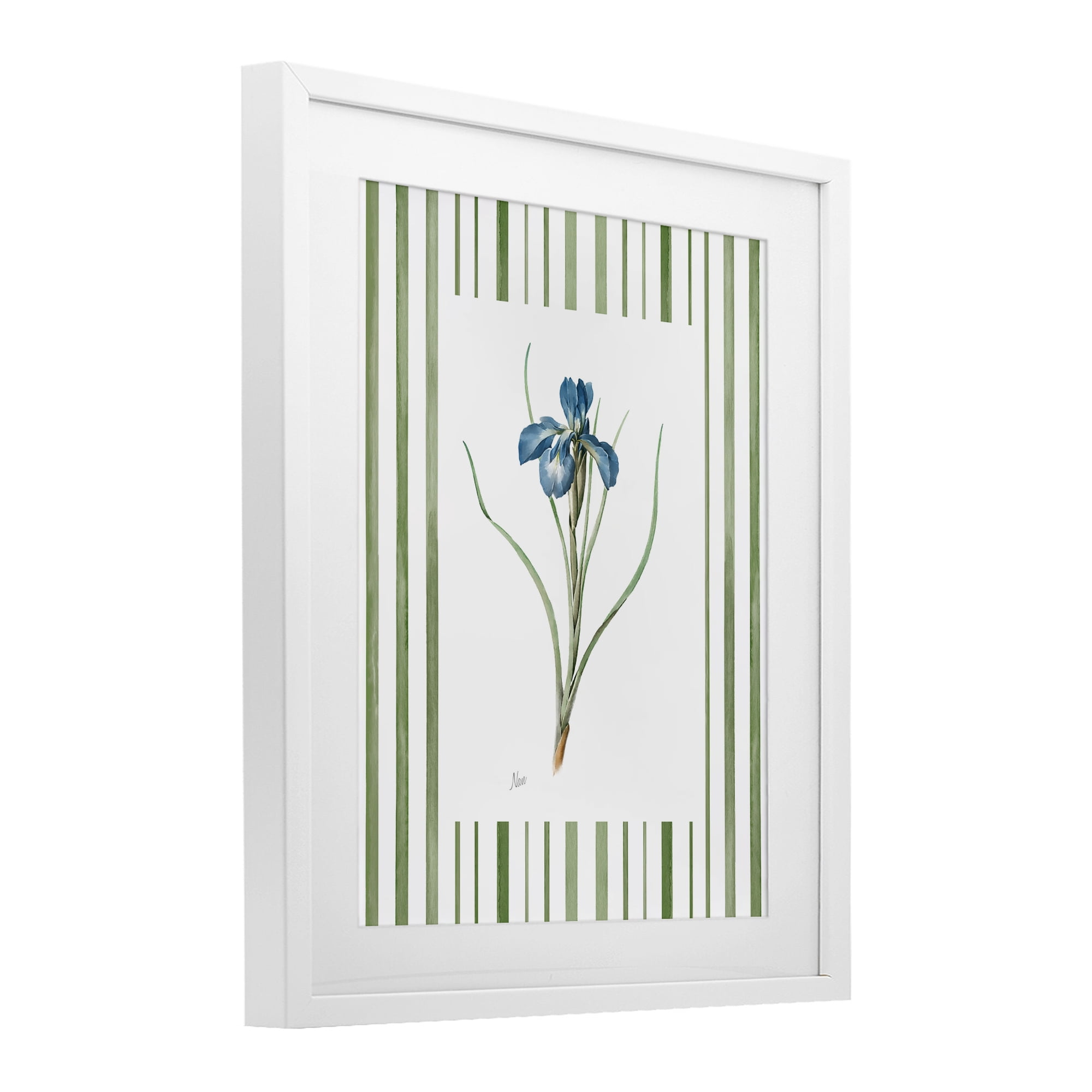 Stupell Industries Spring Iris And Stripes White Framed Print Under Glass, design by Nan