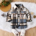 thumbnail image 2 of Boys Plaid Brushed Single Breasted Long Sleeved Cardigan Trendy Jacket For Medium And Large Children,Brushed Plaid Cardigan 13-14 Years, 2 of 7
