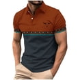 thumbnail image 2 of Blusa y camisa de manga corta con cuello vuelto para hombre, blusa de manga larga con solapa y botones estampados, blusa de poliéster para hombre, 2 of 5
