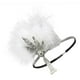 thumbnail image 4 of 20s Diadema de plumas Cadena de perlas Borla Diadema de de imitación Blanco Hugo Diadema de aleta vintage, 4 of 9