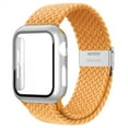 thumbnail image 1 of ALMNVO Braided Solo Loop Band Compatible with Apple Watch Bands with Case 45mm 44mm 42mm ,Stretch Nylon Elastic Strap with Glass Screen Protector Case for iWatch Series 7 6 SE 5 4 3 2 1, 1 of 5