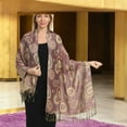 thumbnail image 2 of SILVERFEVER Scarf Pashmina Wrap with a Circle Pattern Dusty Pink, 2 of 4