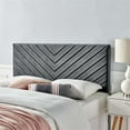 thumbnail image 2 of Pemberly Row Angular Channel Tufted Velvet Full/Queen Headboard in Charcoal, 2 of 11