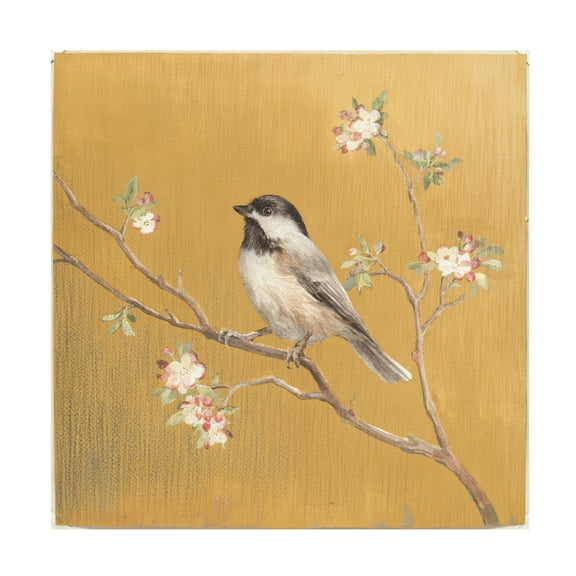 Trademark Fine Art 'Black Capped Chickadee on Gold' Canvas Art by Danhui Nai