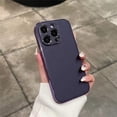 thumbnail image 3 of Compatible for iPhone 14 Pro Max Case Simple Solid Color Electroplated Pattern Leather Design for Women Girls Fashion Slim Soft Flexible TPU Rubber for iPhone 14 Pro Max-Purple, 3 of 5