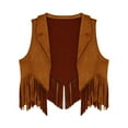 thumbnail image 3 of Alvivi Kids Western Cowboy Cowgirl Vest Boys Girls Suede Tassel Fringe Waistcoat Halloween Party Dress Up Brown 12, 3 of 7