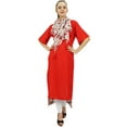 thumbnail image 5 of Bimba Women's Rayon Red Kurti Asymmetrical Hem Designer Kurta With Scarf - 22, 5 of 8