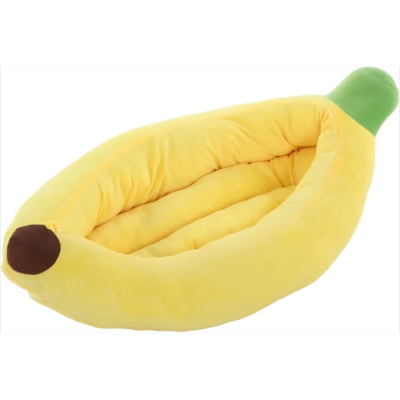 Cute Banana Shaped Pet Bed, 22.8"x13.8" Soft Plush Dog & Cat Bed for Small Breeds, Cozy Fruit-Themed Sleeping Nest
