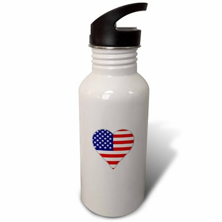 

American Flag Heart - I love America patriotic - USA July 4th gift 21 oz Sports Water Bottle wb-184871-1