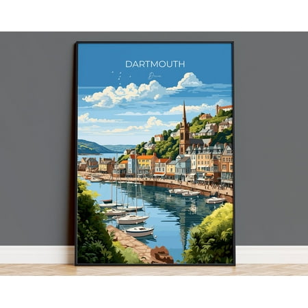 Dartmouth Travel Poster, Dartmouth Travel Print, England, Devon Art, Dartmouth Art Gift, Wall Art Print, 8x12 UNFRAMED