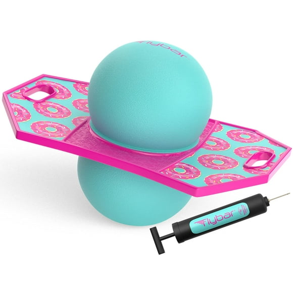 Flybar Pogo Trick Ball pour les Enfants, Trick Bounce Board pour les Garçons et les Filles Âgés de 6 Ans et Plus, jusqu'à 160 lbs, Comprend une Pompe, une Poignée Facile à Transporter, une Plate-Forme en Plastique Durable à l'Intérieur, un Jouet Extérieur Pogo Jumper