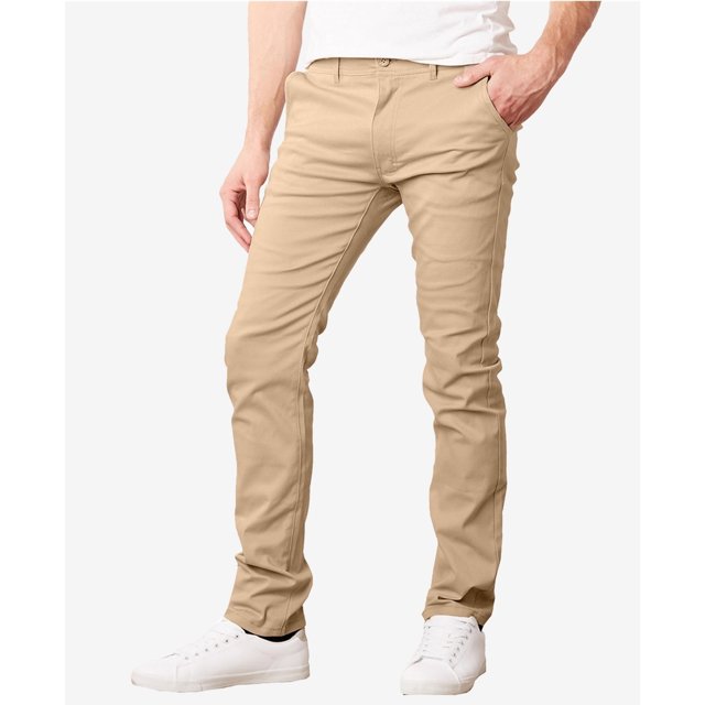 Galaxy Pantalon Décontracté en Sergé Extensible pour Hommes, Beige, 30W x 30L