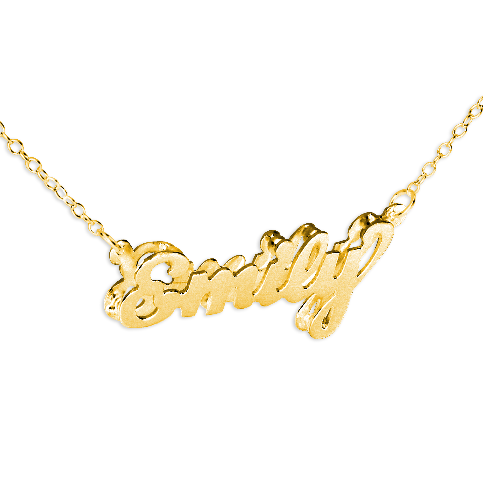 Personalized Handcrafted Double 3D Name Pendant Necklace in Sterling Silver or over 14Kt Gold Plated Sterling Silver