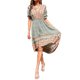 thumbnail image 4 of Txlixc - Vestido de manga corta para mujer, estilo vintage, estampado, cuello en V, con lazo, sin espalda, irregular, midi Txlixc  Moda, 4 of 9
