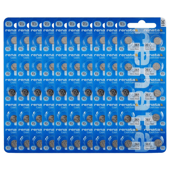 Renata 361 SR721W Batteries - 1.55V Silver Oxide 361 Watch Battery (100 Count)