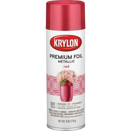 Krylon Premium Foil Metallic Spray Paint - Metallic Finish - 1 Count, 8 oz, Red