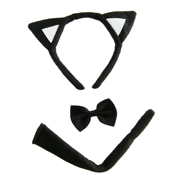 SeasonsTrading Cat Ears, Tail, & Bow Tie Costume Set - Halloween Cosplay