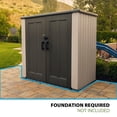 thumbnail image 6 of Lifetime Polyethylene Utility Storage Shed, 19.5 sq. ft., 6.3ft x 3.6ft x 5.7ft., Tan, (60492U), 6 of 12