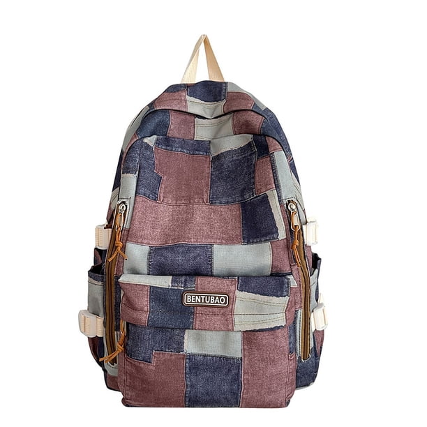 Mochila Denim Preppy Estudiantes Portátil para La Escuela Viajes Al Aire Libre