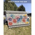 thumbnail image 3 of 4th of July RV Awning Sun Shade Screen 9'X15.3' Retro Flag Stripes Daisy Mesh Sunscreen Patriotic Leaves Gray Plaid Awning Shade Screen with Zipper UV Blocker Completed Kits for RV Motorhome Camper, 3 of 7