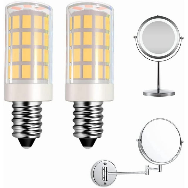2-Pack LED Makeup Mirror Bulb Replacement Mirror for Cosmetic Vanity Makeup Mirror with Single Double Sided Lighted Magnification,4W Equivalent to 40W Incandescent Bulb(Warm White 3000K)