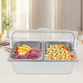 thumbnail image 5 of Stainless Steel Countertop Food Serving Display Container Condiment Dispenser Display Rack with Lid 2 Pcs Clamps 2 Pcs Spoons 3 Pcs Water Bags for Salad Buffet Restaurant(2 Compartments), 5 of 19