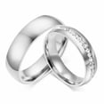 thumbnail image 2 of 316L Stainless Steel Wedding Silver/Gold Band Men Women Couple CZ Ring Size 5-13, 2 of 8