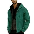 thumbnail image 6 of BiZtdJrK Green Winter Coats for Men Warm Sherpa Lined Zip Jackets Long Sleeve Oversized Hooded Sweatshirts Outerwear with Pockets L, 6 of 8