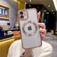 thumbnail image 6 of for iPhone 12 Case  Clear with Camera Lens Protector Full Protection MagSafe Electroplated Silicone Dust-Proof Net Shockproof Protective Case Cover 6.1 Inch - Pink, 6 of 12